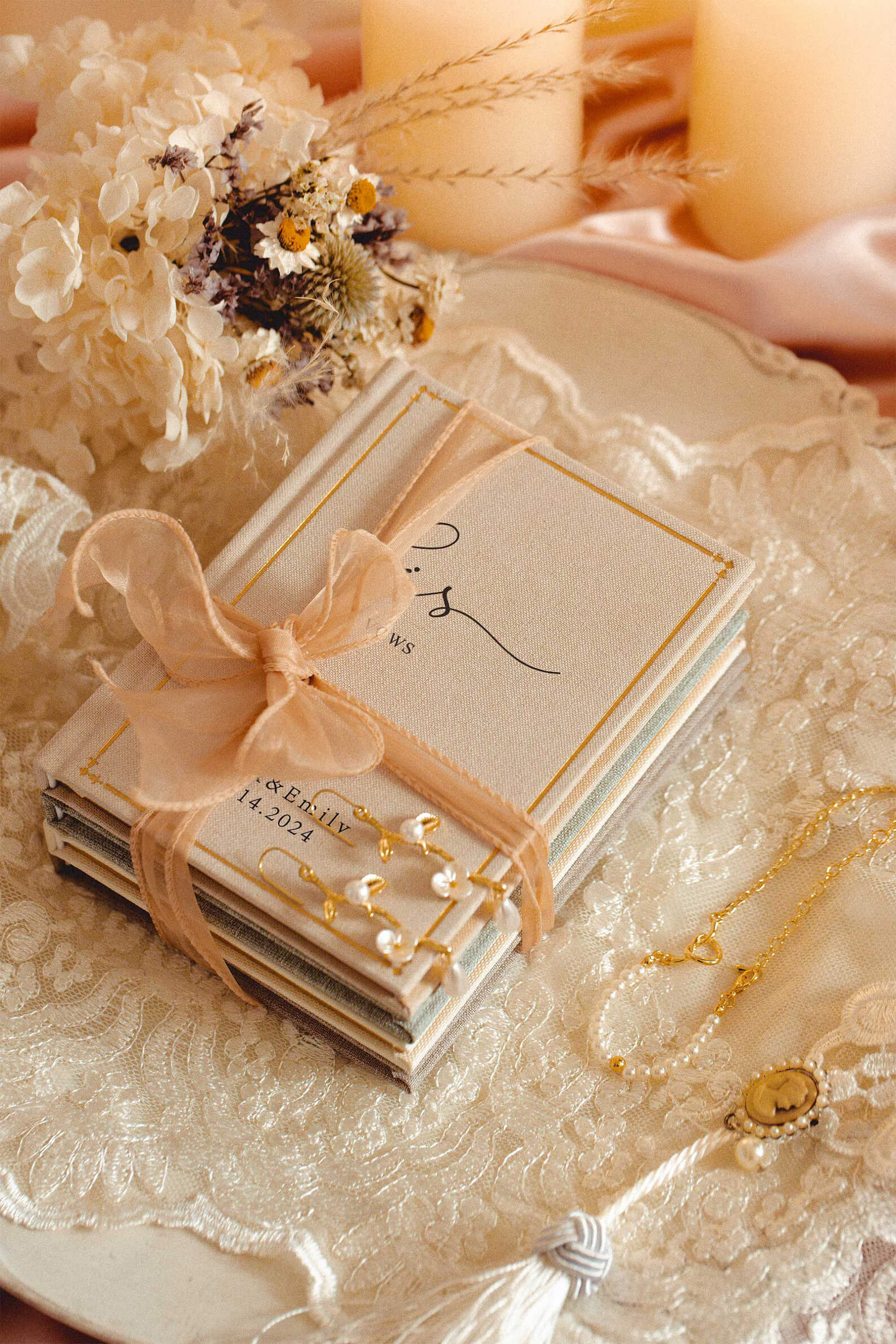 custom linen wedding vow books