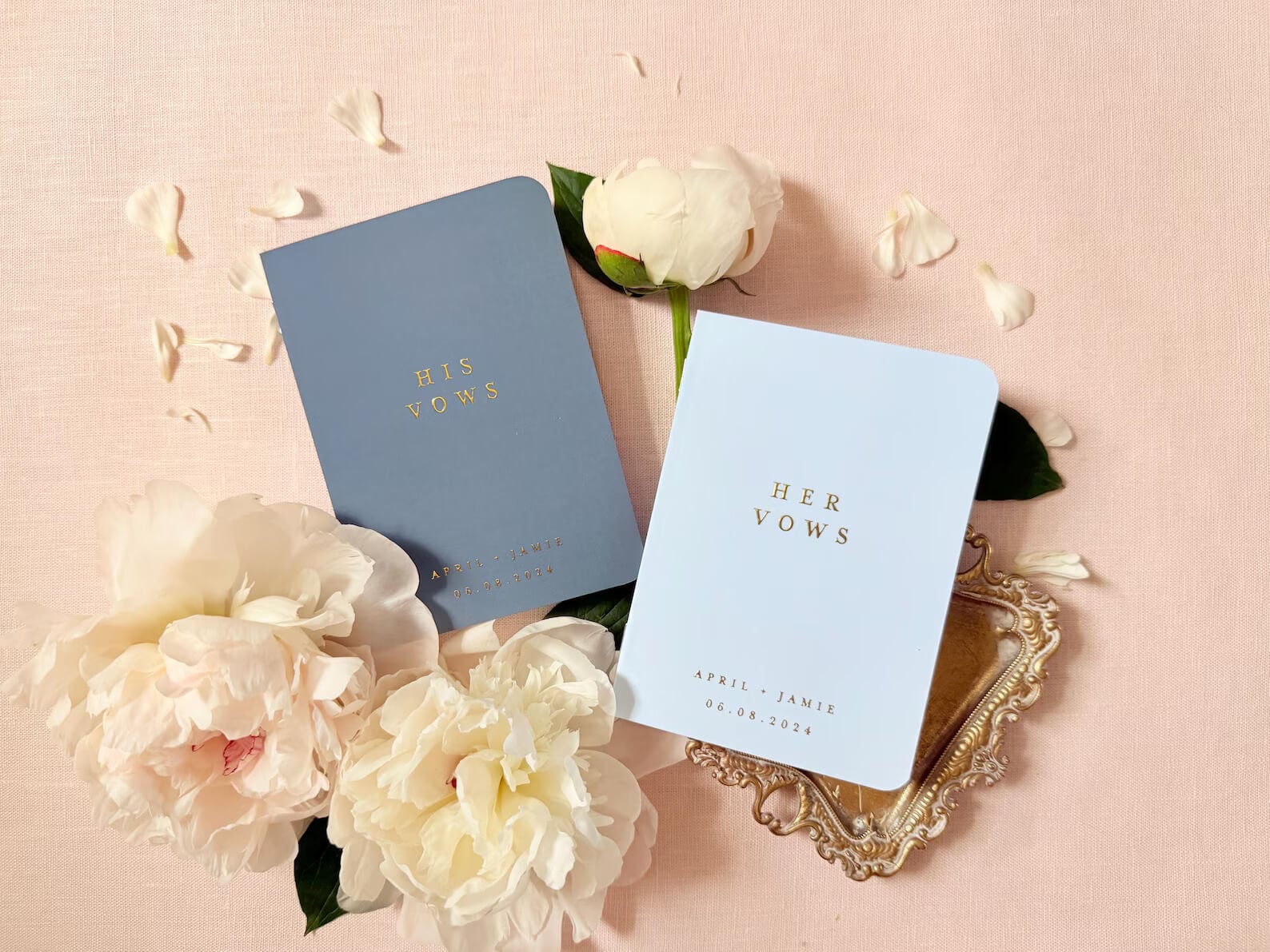 love letter wedding vow books with gold foil