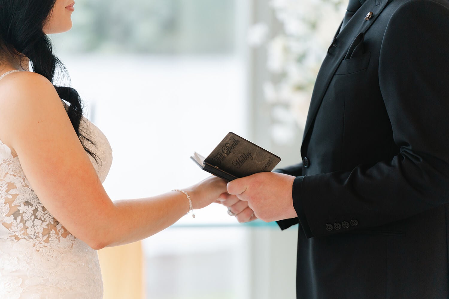 custom written wooden wedding vow book
