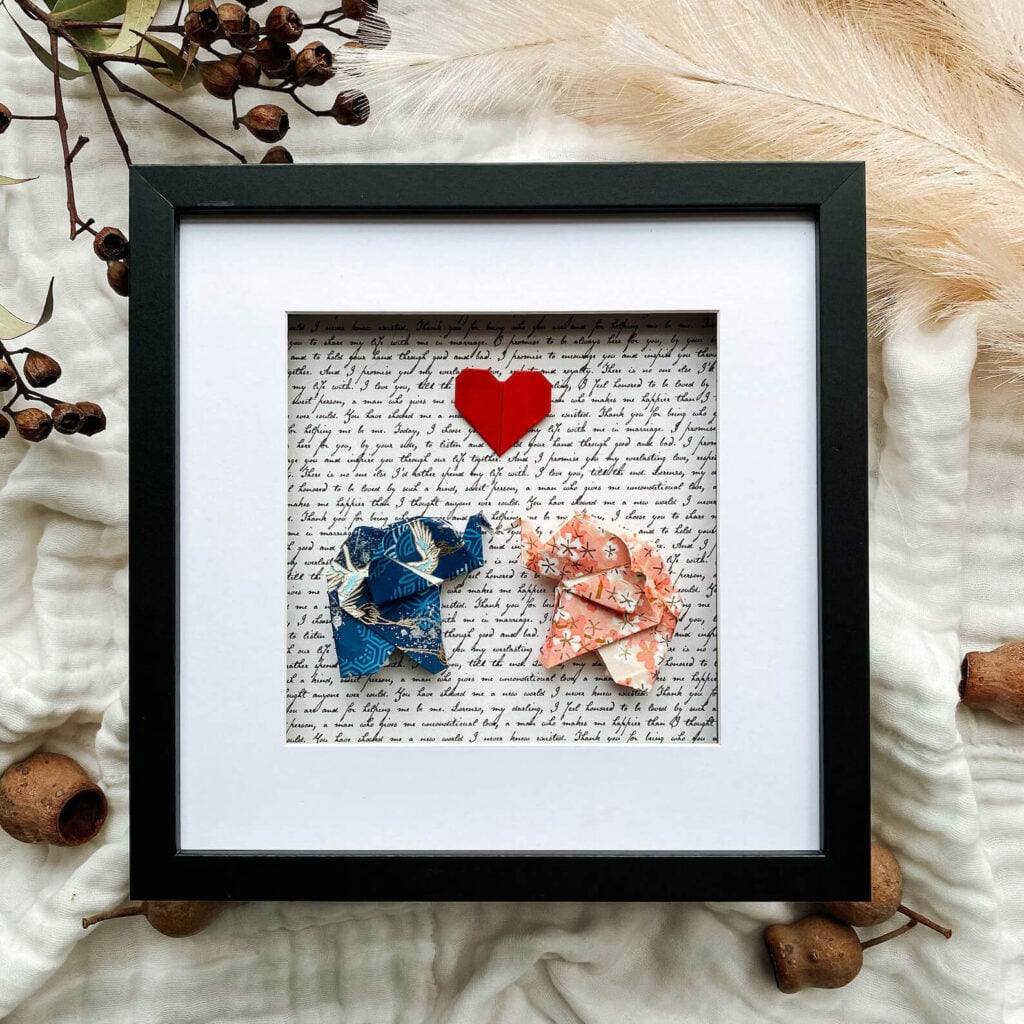 Personalised origami elephant keepsake made from wedding vows