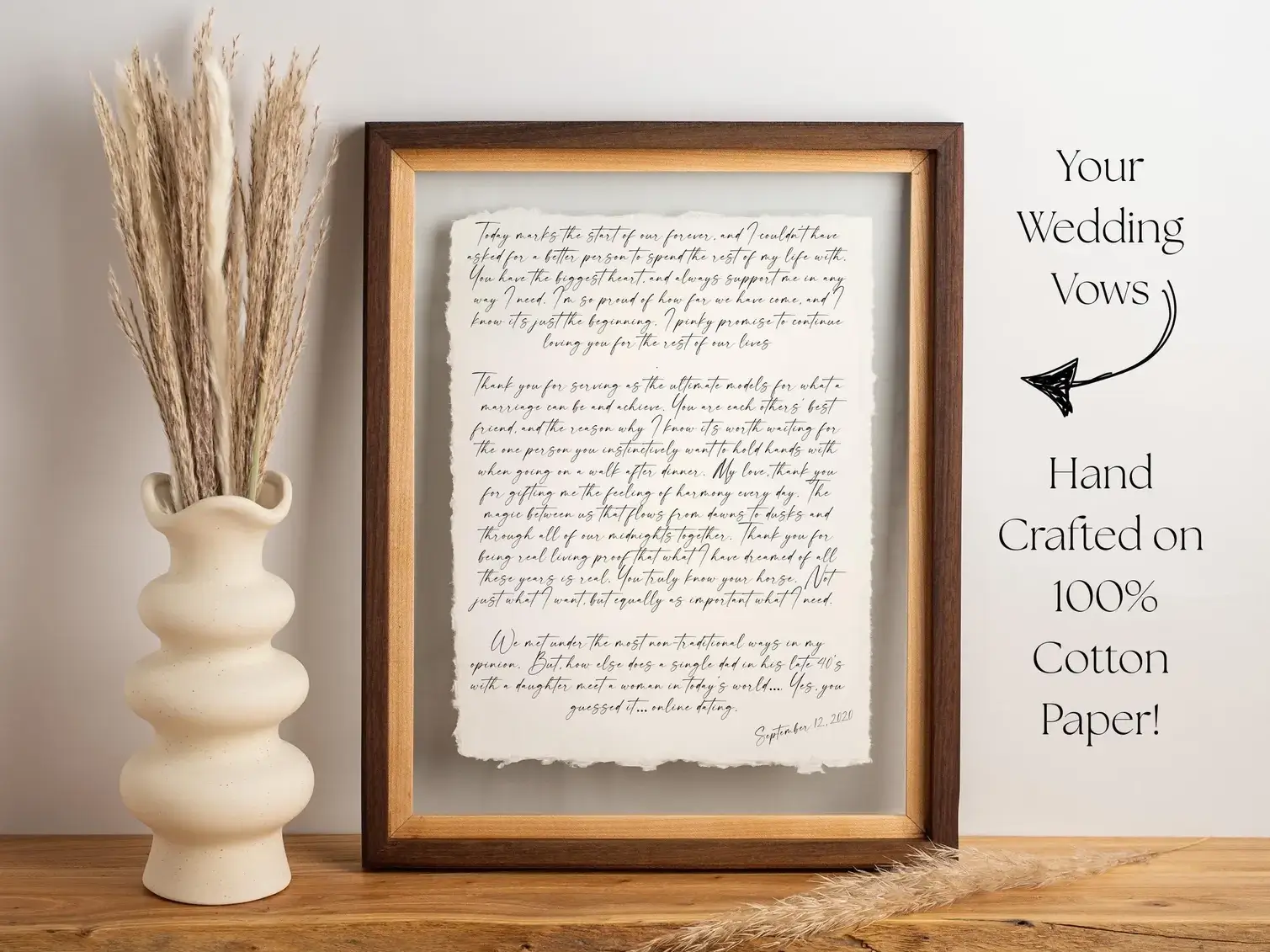 frame wedding vows cotton paper