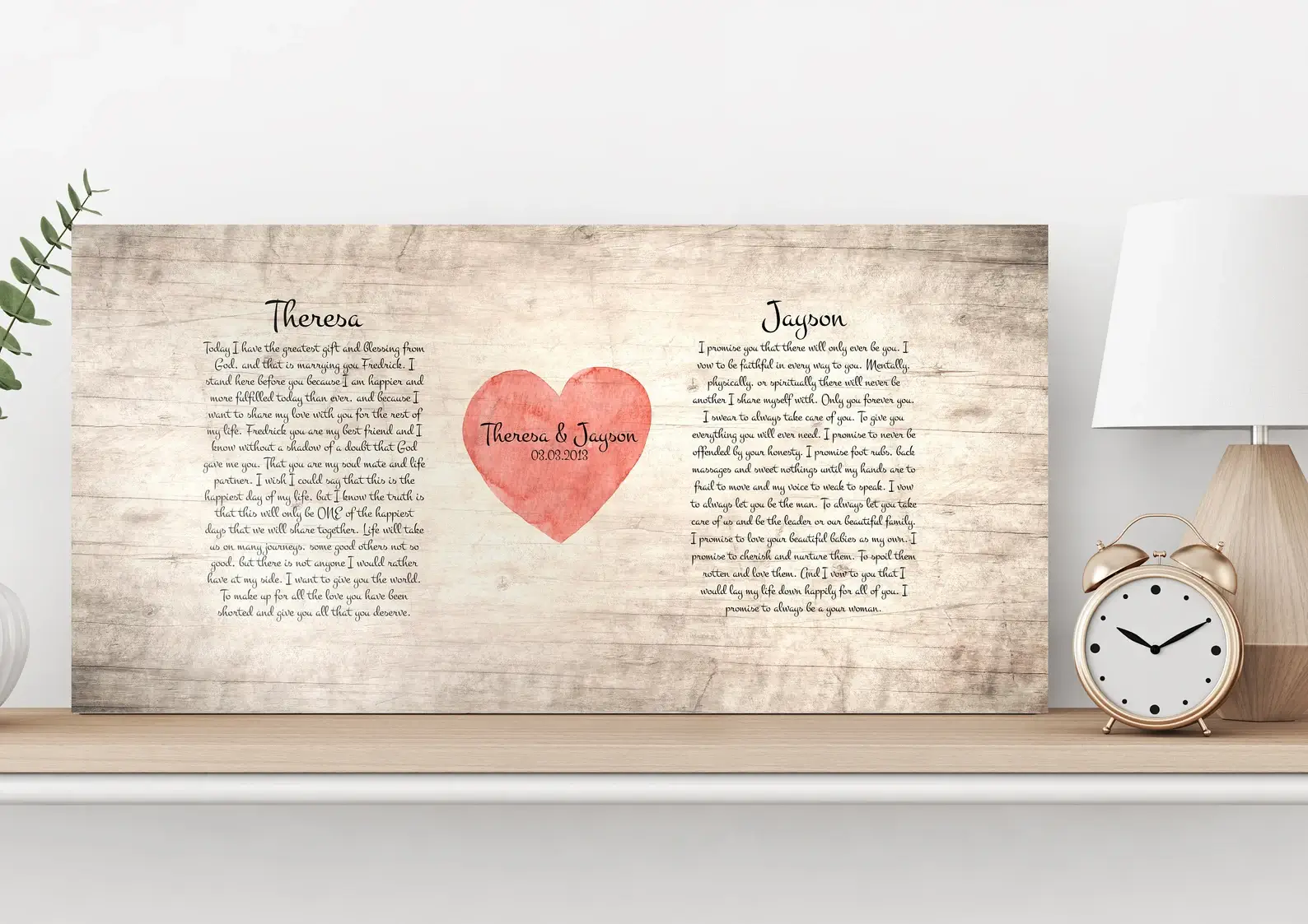 frame wedding vows rustic wood