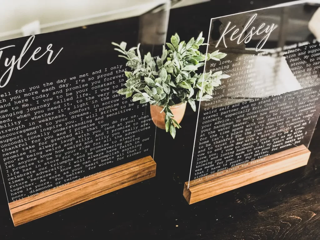 framed wedding vows
